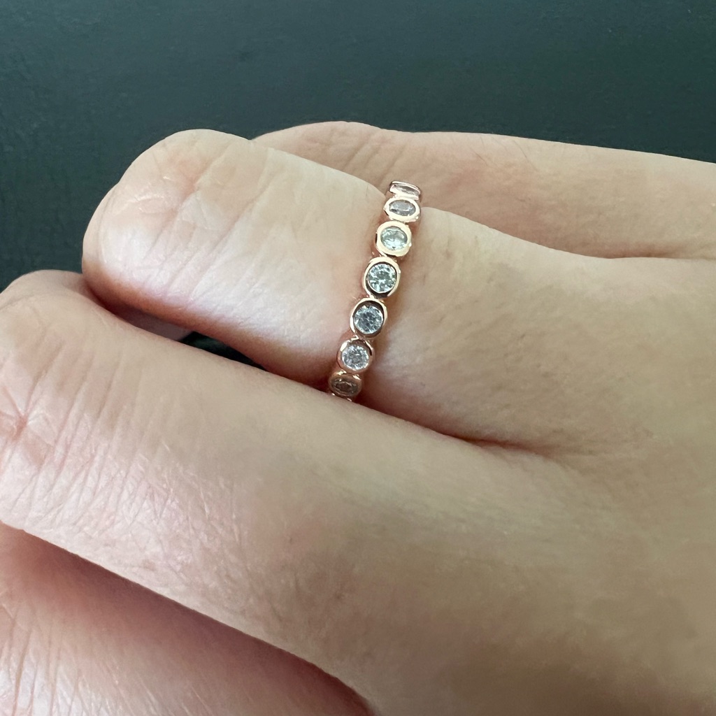 Dainty Rose Gold Cz Fashion Ring Size 5